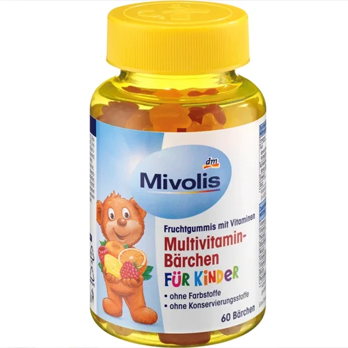 مولتی ویتامین خرسی میوه ای کودکان 60 عدد. Mivolis Multivitamin-Bärchen für Kinder Fruchtgummis, 60 St, 60 St