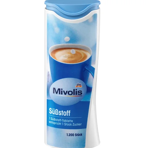 قرص شیرین کننده گیاهی بدون قند 1200 عدد 72 گرم ,Mivolis Süßstoff Tabletten, 1.200 St., 72 g
