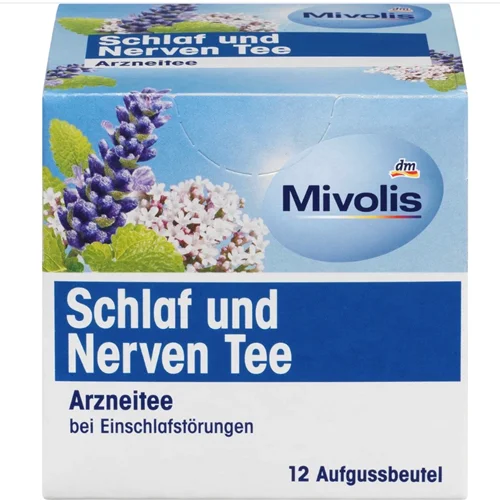 چای دارویی، چای خواب و اعصاب (12 کیسه ای)، 18 گرم , Mivolis Arzneitee, Schlaf & Nerven Tee (12 Beutel), 18 g