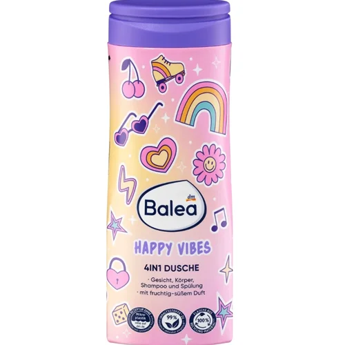 شامپو سر و بدن 4 در 1 برای کودکان،300 میلی لیتر, Balea Kids 4in1 Dusche Happy Vibes, 300 ml